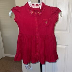 Guess Girls Red Dress with embroidered collar 5T